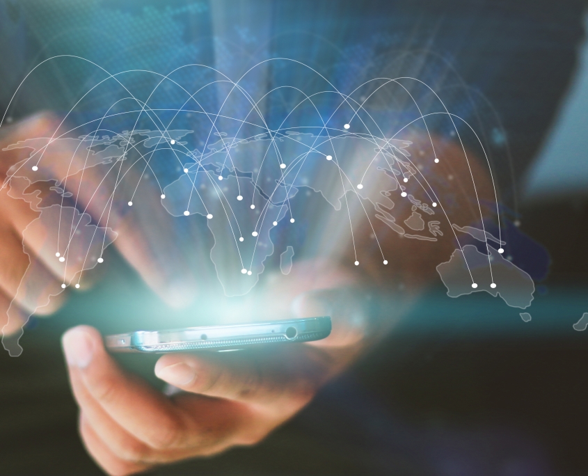 World map connected, social network, globalization business, soc